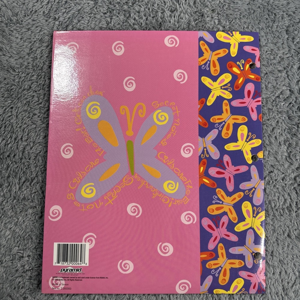 Vintage 1990s Barbie 3 Ring Folder For Binder 2 Pocket Folders Art Doll Graphic - Picture 6 of 13